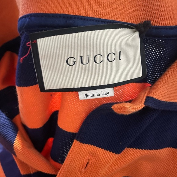 Gucci Orange and Navy Striped Polo Shirt - Picture 5 of 6